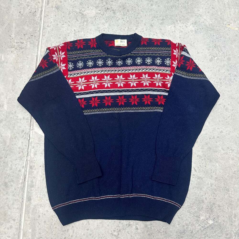 Vintage Marks & Spencer Lambswool Fair Isle Nordic Snowflake Sweater - XL